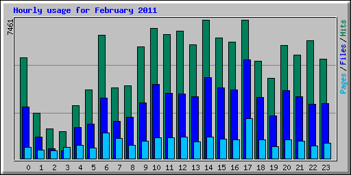 Hourly usage for February 2011