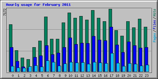 Hourly usage for February 2011